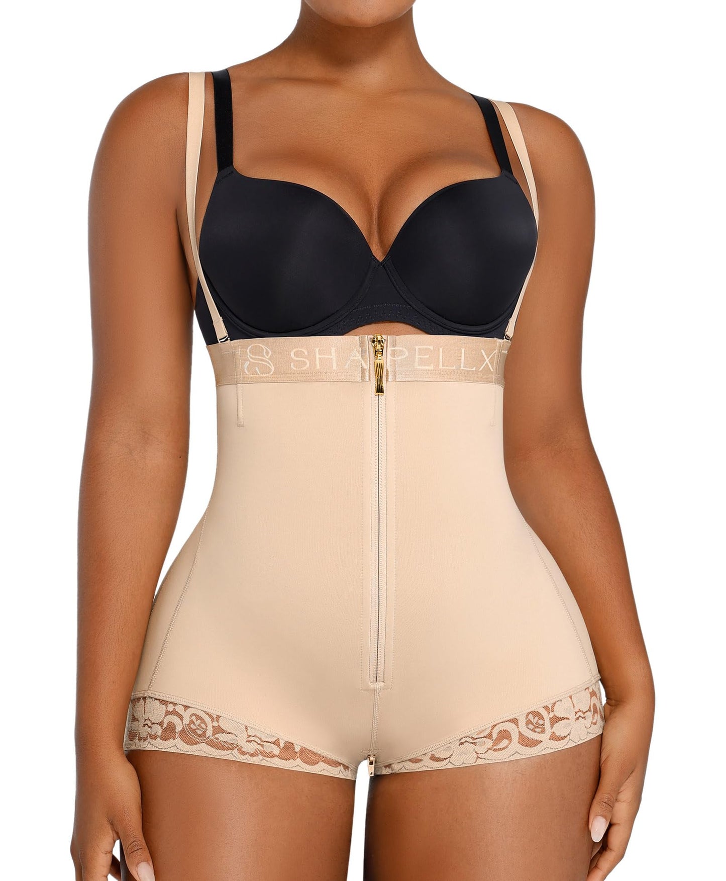 SHAPELLX Shaper Panties High Waisted Butt Enhancer Tummy Control Butt Lifting Shapewear for Women Black Body Shaper Faja