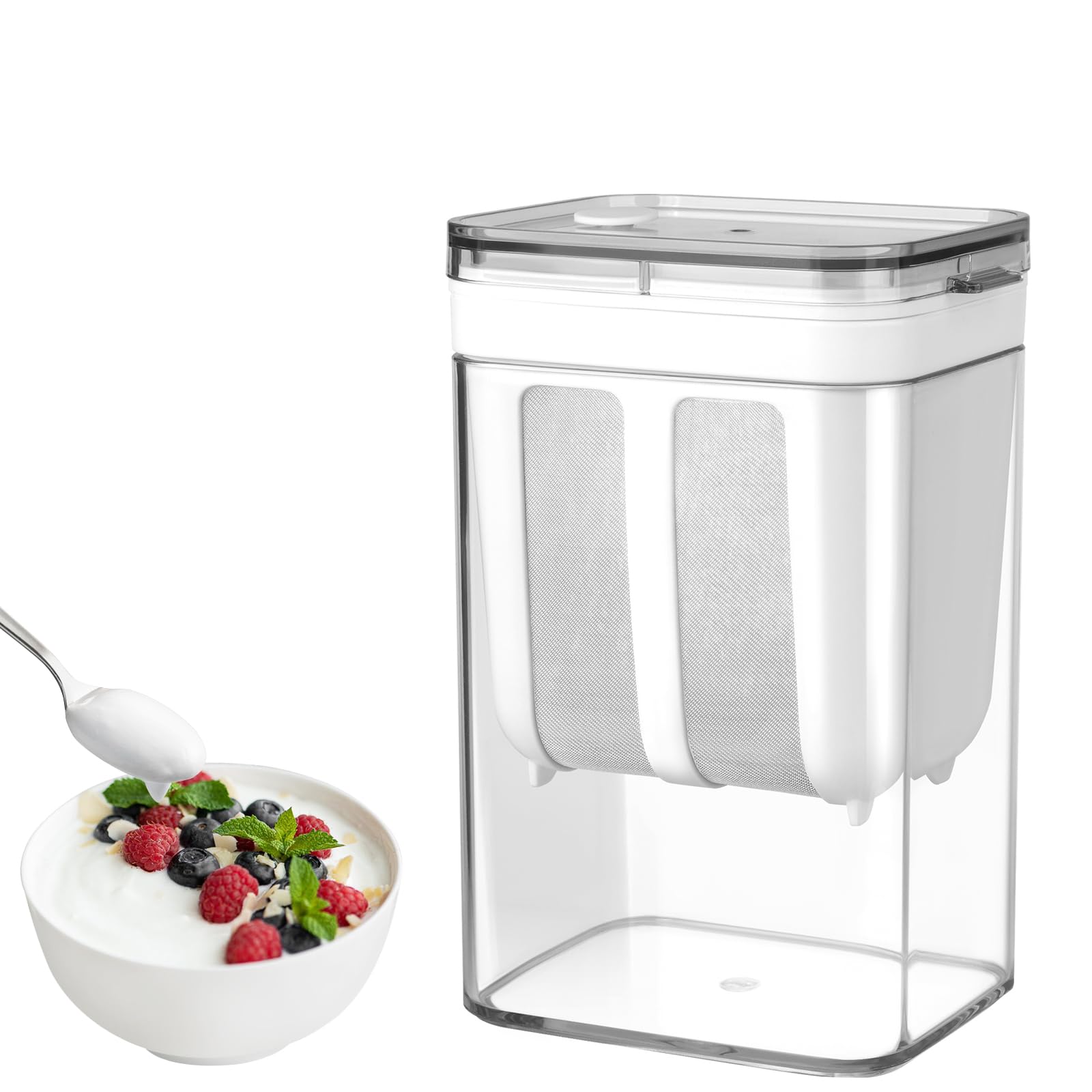 SMALLSHS Yogurt Strainer Small 480ML (16 Oz) Fine Mesh Strainer Rice Tea Juicing Food Sieve Strainer Thick Greek Yogurt Milk Filter Kitchen Tools Reusable Homemade Cup with Stainless Steel Mesh