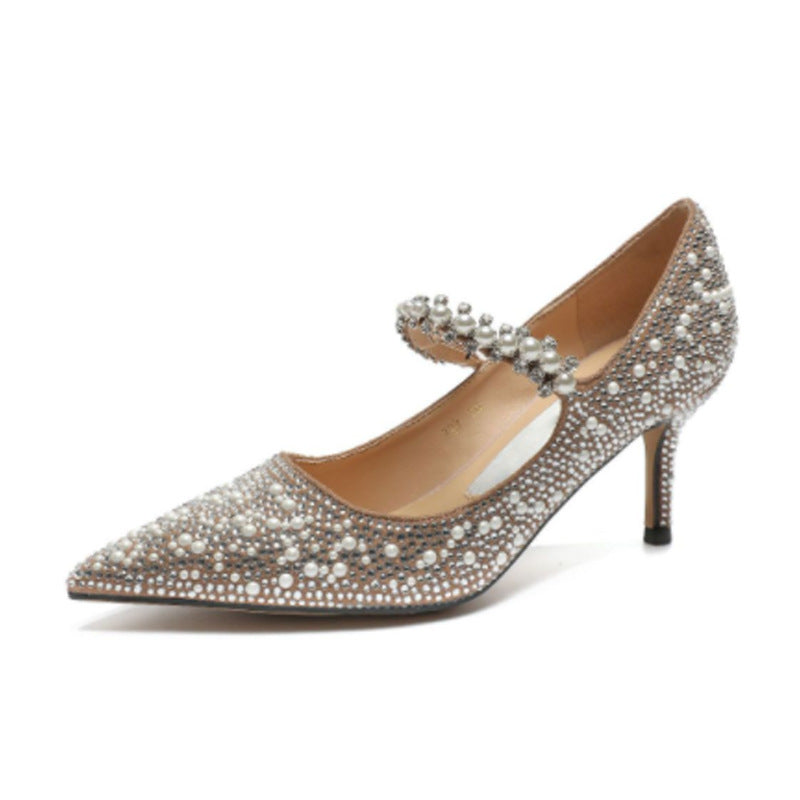 Crystal Pointed Toe Stiletto Heels for Banquet
